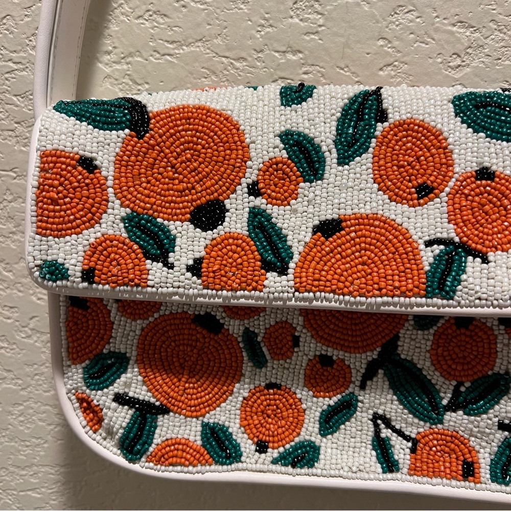 NWT STAUD Tommy Beaded Shoulder Bag Oranges Limited Edition - Picture 8 of 14